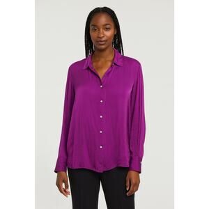 J.Jill Womens Top XL Purple Button Up Silky Corpcore Office Academia Preppy Luxe